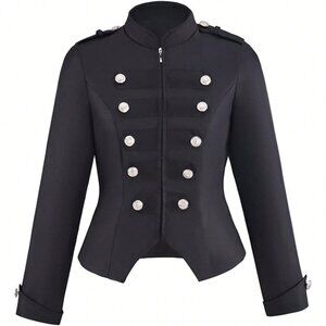 Black Casual Women's Steampunk Breasted Jacket